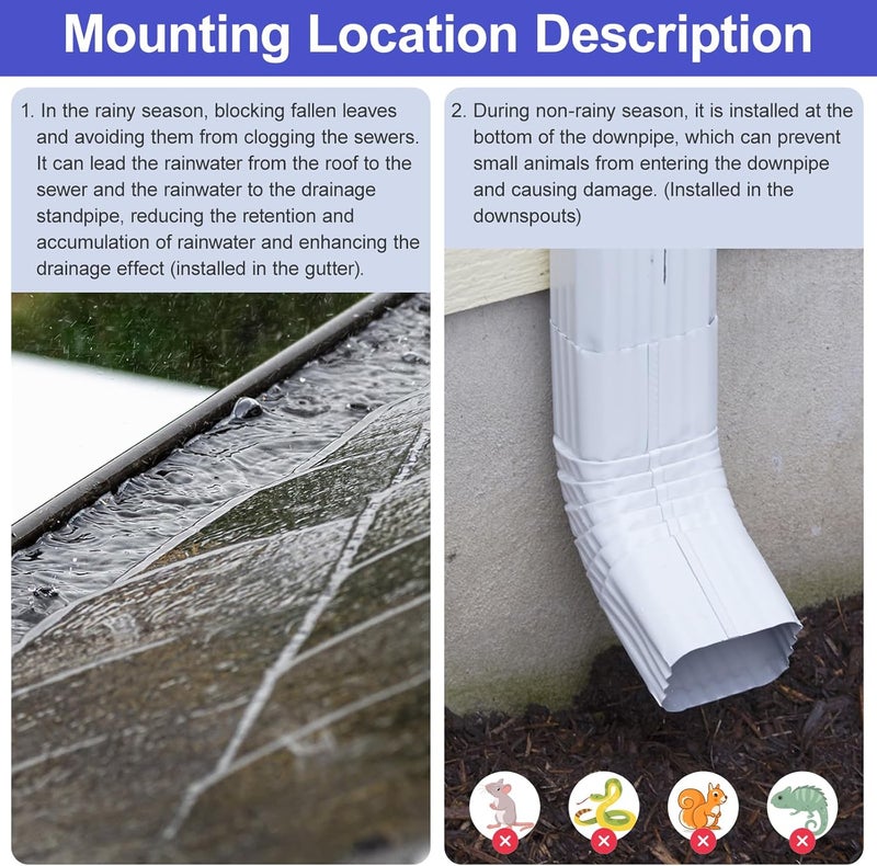 VYH 3" x 4" rain Gutter downspout Drop Outlet with Filter, for K Style Rain Gutter Downspout Drop Outlet (White,2 Pack) - Image 5